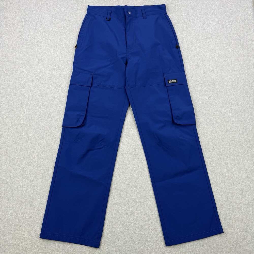 Stussy Pants Womens 5 Blue Cargo Wide Leg‎ Baggy Straight Fit Utility Poly Blend